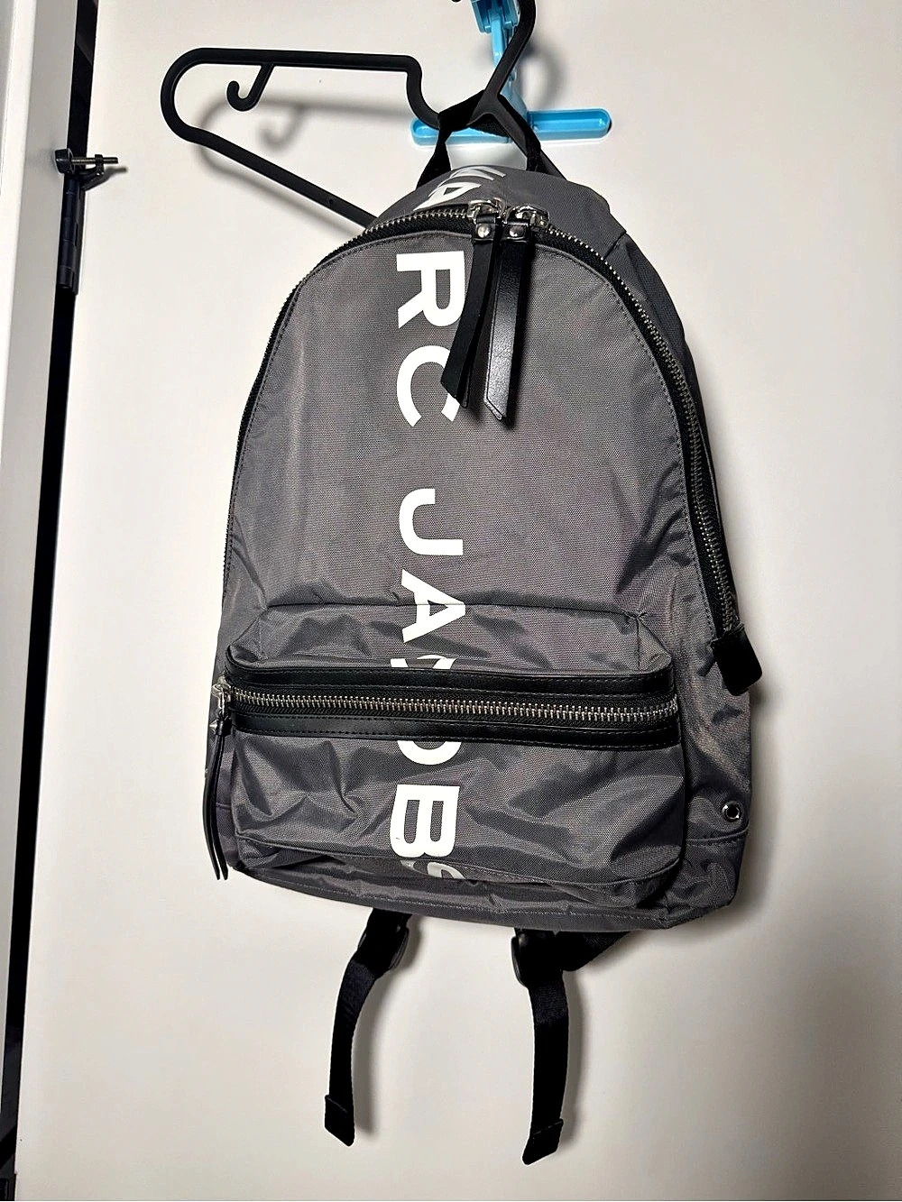 Marc Jacobs Suspiria Logo Print Nylon
Backpack Gray White